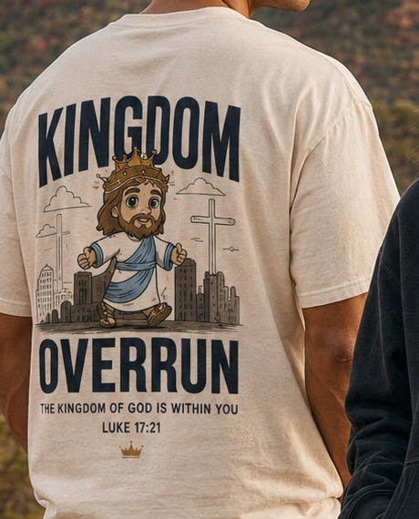 Back view of the Kingdom Overrun tee in vintage bone